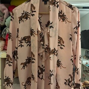 Ann Taylor Pink Leopard Print Blouse